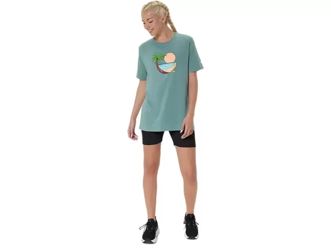 UNISEX ASICS PALM IN THE SUN SHORT SLEEVE TEE UNISEX ASICS PALM IN THE SUN SHORT SLEEVE TEE