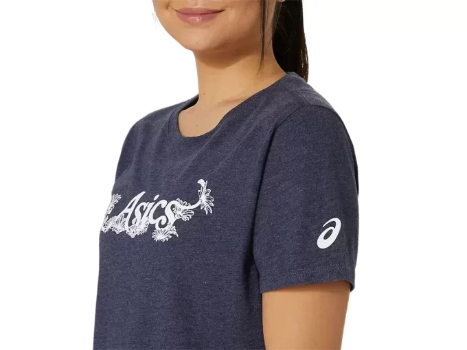 WOMEN’S ASICS FLORAL SLOGAN SHORT SLEEVE TEE