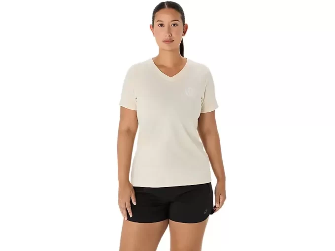 WOMEN’S ASICS NATURE V-NECK SHORT SLEEVE TEE