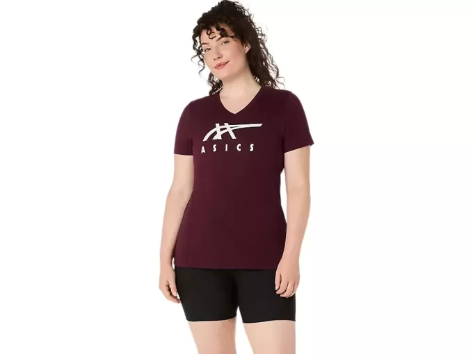 WOMEN’S ASICS STRIPES V-NECK