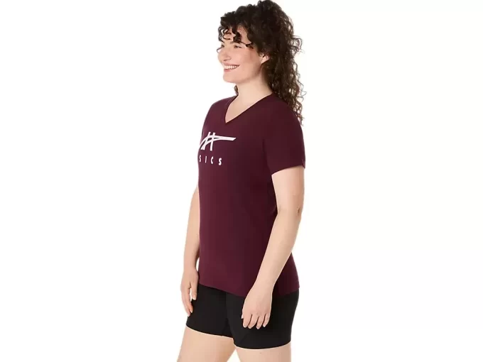 WOMEN’S ASICS STRIPES V-NECK