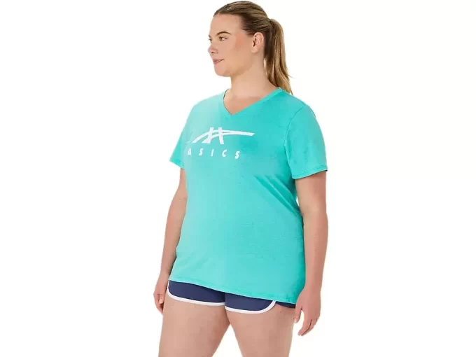 WOMEN’S ASICS STRIPES V-NECK WOMEN’S ASICS STRIPES V-NECK