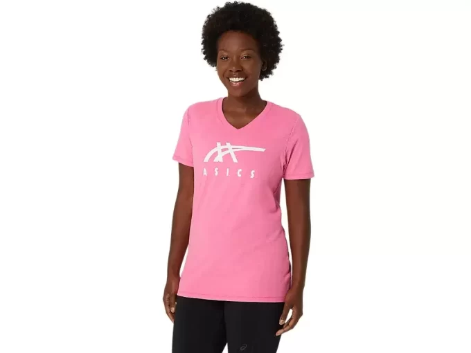 WOMEN’S ASICS STRIPES V-NECK