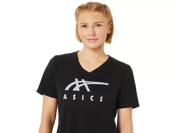 WOMEN’S ASICS STRIPES V-NECK