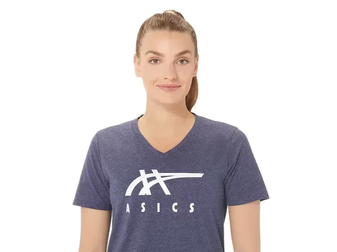 WOMEN’S ASICS STRIPES V-NECK